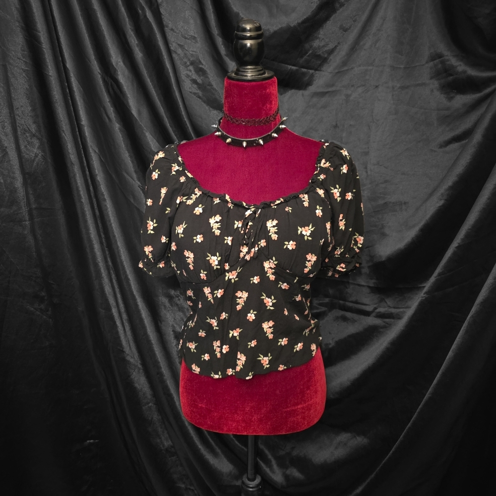 Black Floral Blouse
